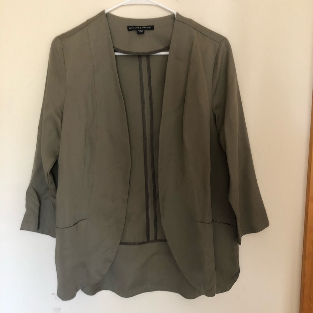 Harlowe and Graham Green Cardigan style blazer